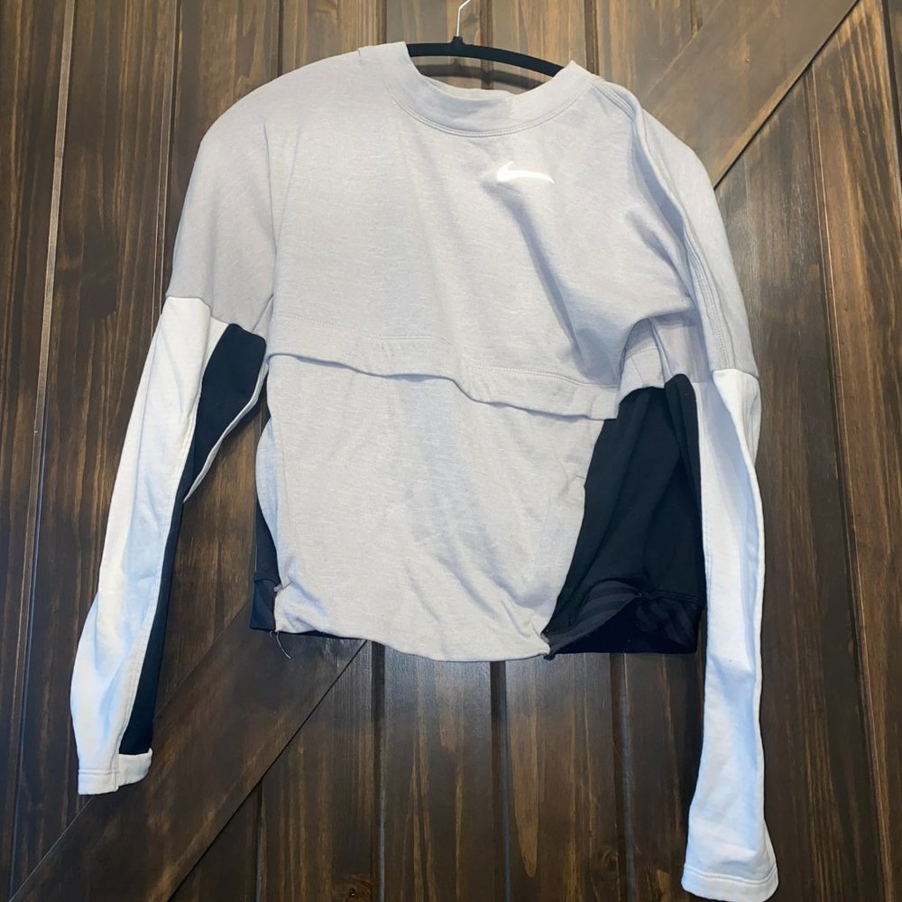 Women's Grey, Black and White Nike Crewneck